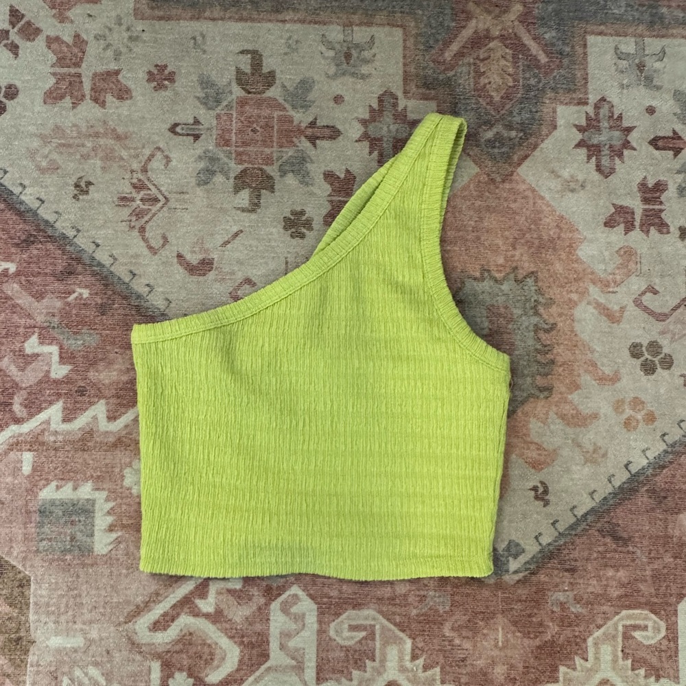 American Eagle Outfitters Neon Green One-Shoulder Crop Top